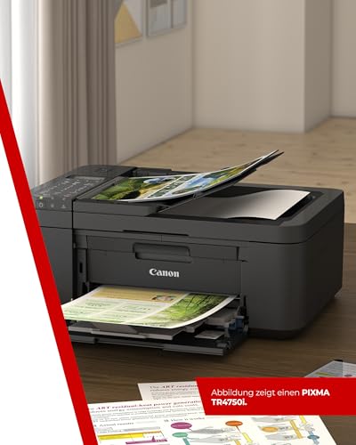 Canon PIXMA TR4750i Multifunktionsdrucker 4in1 (Tintenstrahl, Drucken, Kopieren, Scannen, Faxen, A4, WLAN, Apple AirPrint, 20 Blatt ADF, Duplexdruck, kompatibel mit Pixma Print Plan ABO) schwarz