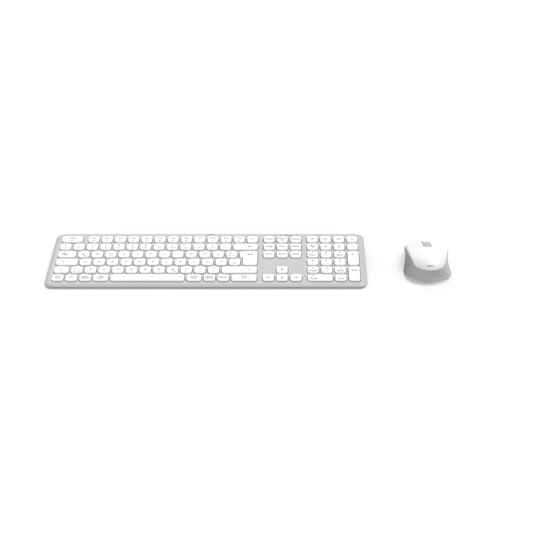 Hama Tastatur-Maus-Set kabellos WKM-550 (Multi-Device 2,4GHz via USB-Empfänger + 2X Bluetooth für PC, Laptop, Tablet, 10 m Reichweite, deutsches QWERTZ-Layout, leise, batteriebetrieben) weiß