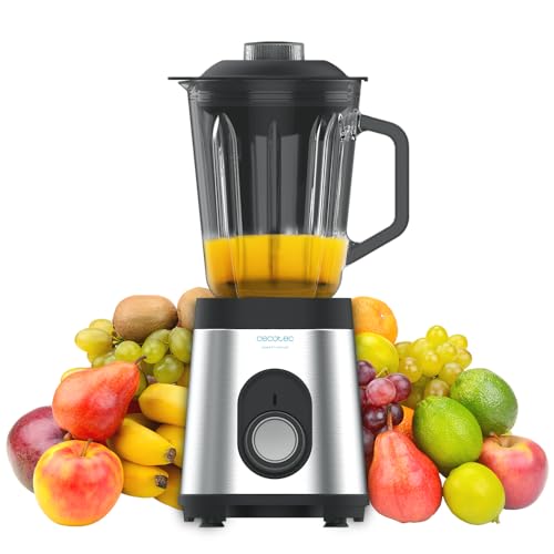 Cecotec Mixer Glas Power Schwarz Titan 1000 INOX. 1000 W, Edelstahlgehäuse, 6-Blatt-Blatt mit schwarzer Titanbeschichtung, 1,5-l-Glaskrug, 5 Geschwindigkeiten [Energieeffizienzklasse A +]