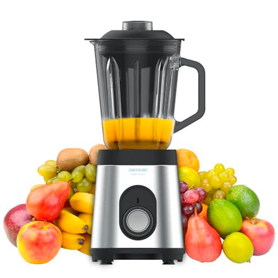 Cecotec Mixer Glas Power Schwarz Titan 1000 INOX. 1000 W, Edelstahlgehäuse, 6-Blatt-Blatt mit schwarzer Titanbeschichtung, 1,5-l-Glaskrug, 5 Geschwindigkeiten [Energieeffizienzklasse A +]