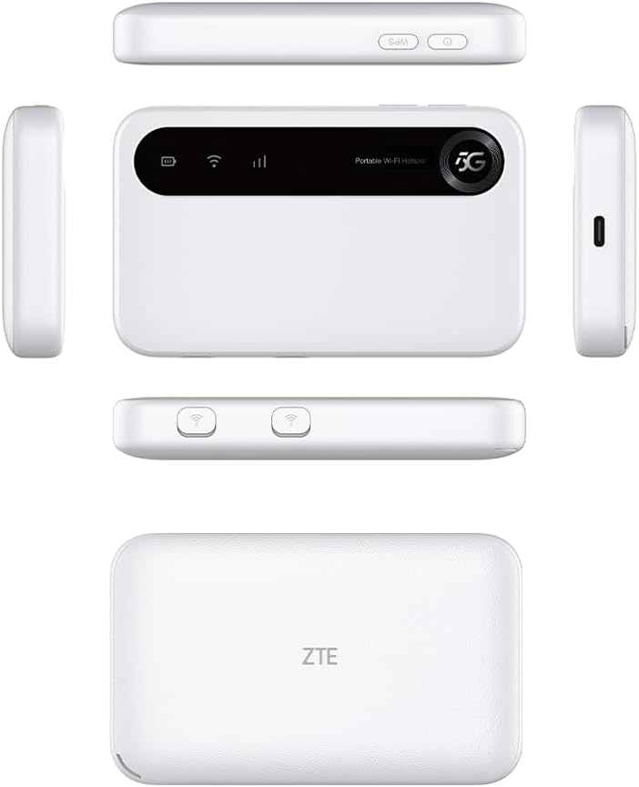 ZTE U50, tragbarer WLAN-Zugangspunkt 5G mit SIM-Steckplatz, entsperrter SIM-Steckplatz, kostengünstig für 32 Heim-/Geschäftsgeräte, 5G und 4G+, AX1800 WiFi 6, bis zu 32 Geräte