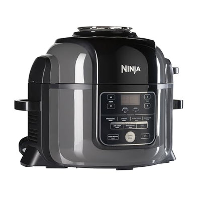 Ninja Foodi Multikocher, 6L, 7-in-1 Multicooker, Pressure Cooker Schnellkochtopf, Airfryer Heißluftfrittieren, Slow Cooker Langsamkochen, Grillen und mehr, gebürsteter Stahl & Schwarz, OP300EU