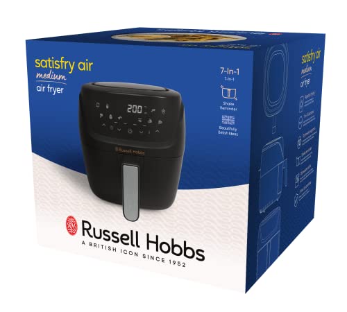 Russell Hobbs Heißluftfritteuse L 4L Rapid AirFryer [sehr kleines Gehäuse/7 Kochfunktionen/10 Programme] SatisFry (spülmaschinenfest, max 220°C, Fritteuse ohne Öl, Grillen,Backen,Braten etc) 27160-56