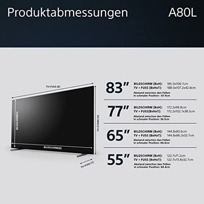 Sony BRAVIA XR, XR-55A80L, 55 Zoll Fernseher, OLED, 4K HDR 120Hz, Google TV, Smart TV, Works with Alexa, mit exklusiven PS5-Features, HDMI 2.1, Gaming-Menü mit ALLM + VRR, 24 + 12M Garantie