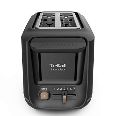 Tefal Toaster mit 2 Schlitzen, inkl. Magnetklammern, große Bedienelemente, 7 Bräunungsstufen, herausnehmbare Krümelschublade, Erhöhungsfunktion TT533811, Schwarz