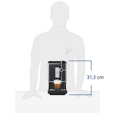 Tchibo Kaffeevollautomat Esperto Pro, inkl. passender Milchkaraffe aus Glas, perfekter Kaffeegenuss für Caffè Crema, Espresso und Milchspezialitäten, 600ml Milchbehälter, anthrazit