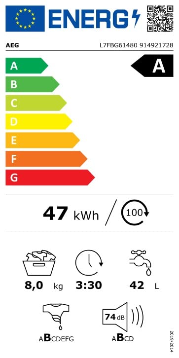 AEG L7FBG61480 Waschmaschine / ProSteam - Auffrischfunktion / 8,0 kg / Leise / Mengenautomatik / Nachlegefunktion / Kindersicherung / Wasserstopp / 1400 U/min