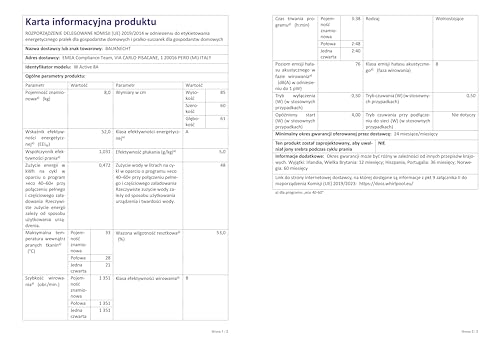 Bauknecht W Active 8A Waschmaschine Frontlader/ 8kg/ kraftvolle Fleckentfernung/ Dampf Programme/ Steam Hygiene Option/ Energieeffizienzklasse A/ Stopp&Add Funktion/ ProSilent-Motor [Energieklasse A]