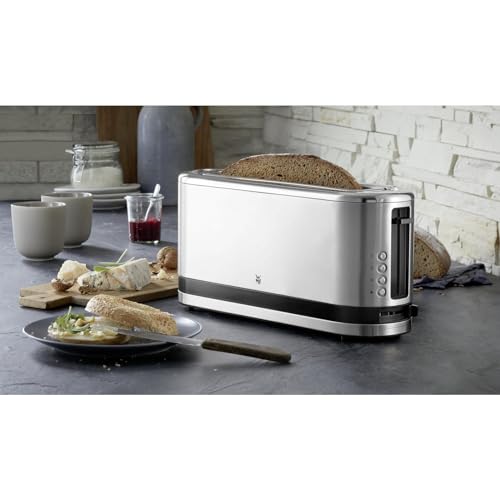 WMF Küchenminis Toaster Langschlitz mit Brötchenaufsatz, 2 Scheiben, XXL, Bagel-Funktion, 7 Bräunungsstufen, 900W, Toaster edelstahl matt