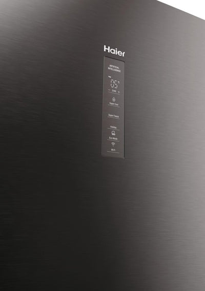 Haier 3D 60 SERIE 5 HTW5620CNMP Kühl-Gefrierkombination/Total No Frost/Smart hON-App/HumidityZone/XXL Nutzinhalt/Leise nur 35 db(A) / Dark Inox