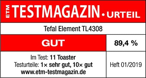 Tefal Element Langschlitz-Toaster TL4308 | 7 Bräunungsstufen | 1000 Watt | Integrierter Brötchenaufsatz | Elegantes Design | Schwarz/ Edelstahl