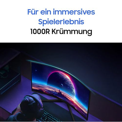 Moniteur de jeu incurvé Samsung Odyssey G55C, 32 pouces, écran avec dalle VA, 2 560 x 1 440 pixels, rayon 1 000R, HDR10, AMD FreeSync, taux de rafraîchissement 165 Hz, temps de réponse 1 ms (MPRT)