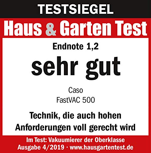 CASO FastVac 500 Gewerbevakuumierer - Edelstahl Vakuumierer für den professionellen Gebrauch - doppelte Kolbenpumpe 20 Liter/Min., Schweißnaht, inkl. 2 gratis Folienrollen,220-240V,50Hz,130W