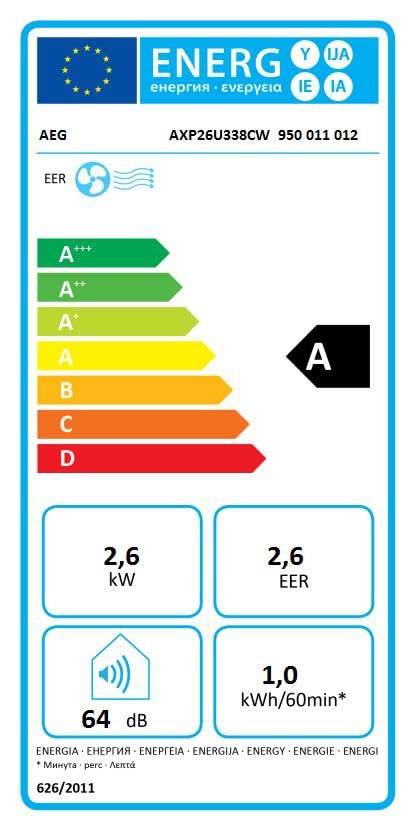 AEG Chillflex Pro AXP26U338CW mobile Klimaanlage / LED Display / Touch-Buttons / Fernbedienung / 30-40 m² / Kühlfunktion / Ventilator / Entfeuchtungsfunktion / Automatik / weiß/silber/schwarz