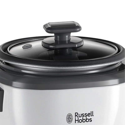 Russell Hobbs Reiskocher mini [small] 0,4l (Warmhaltefunktion, antihaftbeschichteter Gartopf, Reislöffel & Messbecher, ideal auch für Quinoa & Couscous, Reiswärmer) 27020-56, ‎Weiß/Schwarz