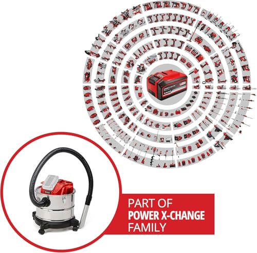 Einhell Akku-Aschesauger TE-AV 18/15 Li C-Solo Power X-Change (Li-Ion, 18V, 100 mbar Saugleistung, 15 l Auffangbehälter, Filterreinigungssystem, Lieferung ohne Akku & Ladegerät), Schwarz/Rot