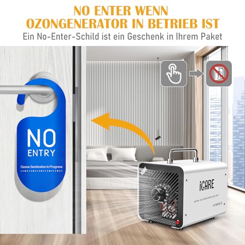 Ozongenerator 30000mg/h Ozongerät, Ozonisator Industrieller O3 Ozon Luftreiniger mit 120 Min Timer für 300㎡ Geruchskiller Geruchsneutralisierer für Auto, Rauch, Haustiergerüche, Küchengerüche Weiß