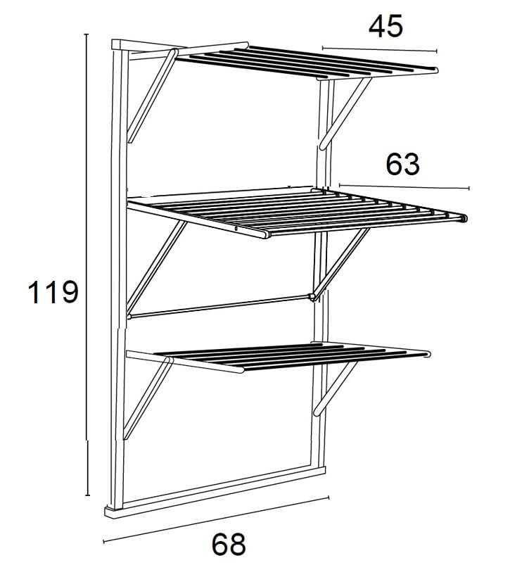 Arredamenti Italia, Karim, Wand-Wäscheständer, Holz, ausziehbar, 16 m Langer Draht zum Aufhängen, Kirschbaum-Finish Gestell aus Massivholz, unabhängige Nylon-Gitter