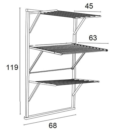 Arredamenti Italia, Karim, Wand-Wäscheständer, Holz, ausziehbar, 16 m Langer Draht zum Aufhängen, Kirschbaum-Finish Gestell aus Massivholz, unabhängige Nylon-Gitter