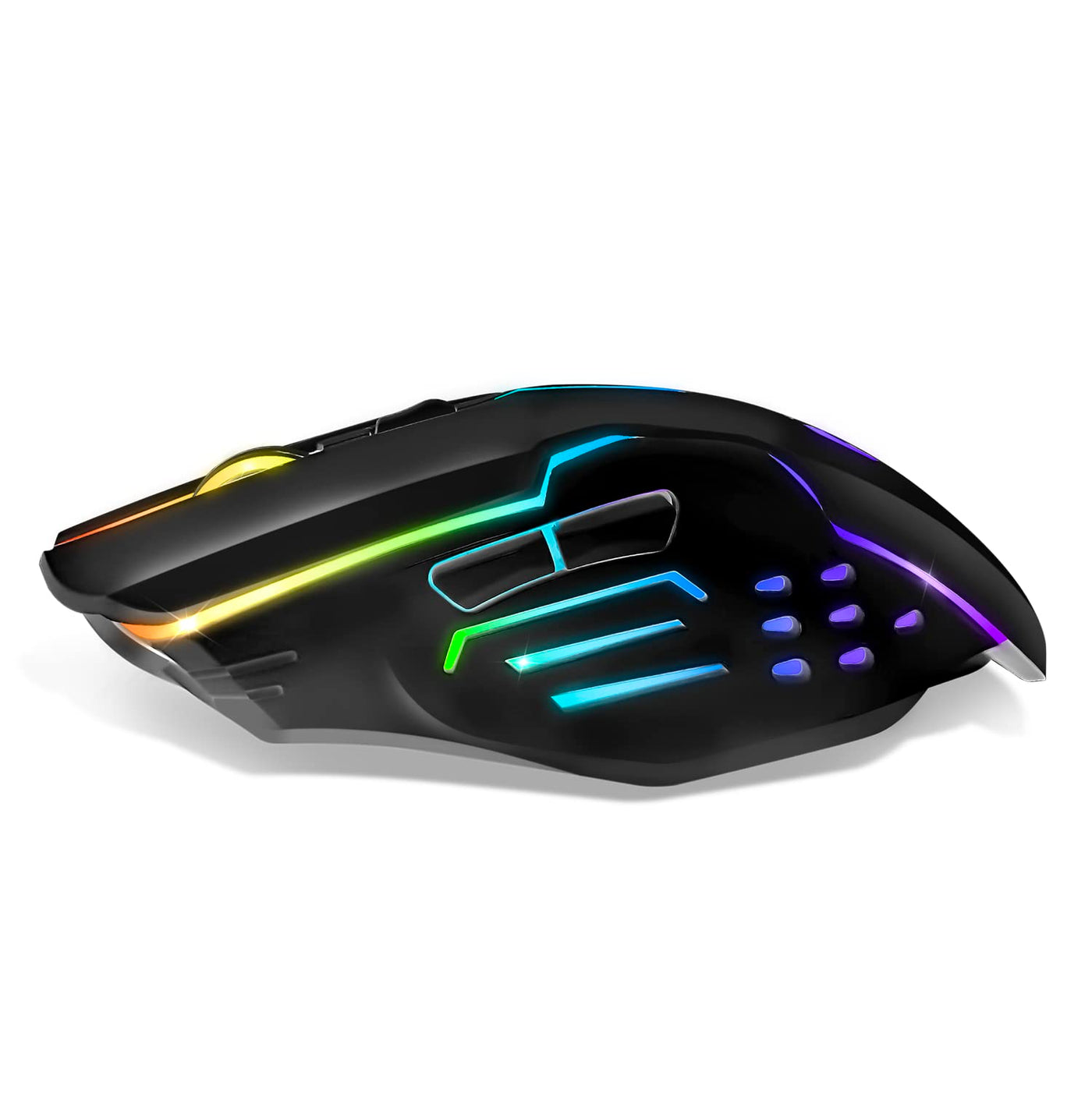 EMPIRE GAMING - RF903 Gaming-Maus, Kabellos 2,4GHz Wireless Wiederaufladbar – LED-Hintergrundbeleuchtung RGB – Ergonomisch – 4800 DPI 500 Hz – PS4,PS5,XboxOne/Series,PC und Mac – Schwarz