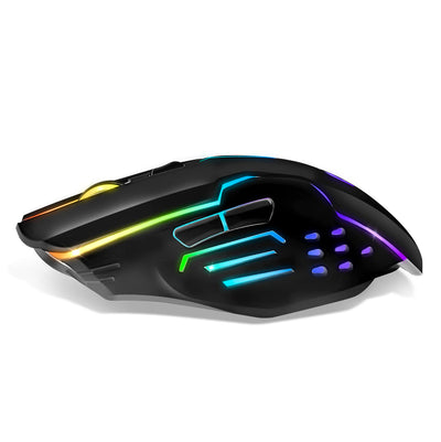 EMPIRE GAMING - RF903 Gaming-Maus, Kabellos 2,4GHz Wireless Wiederaufladbar – LED-Hintergrundbeleuchtung RGB – Ergonomisch – 4800 DPI 500 Hz – PS4,PS5,XboxOne/Series,PC und Mac – Schwarz