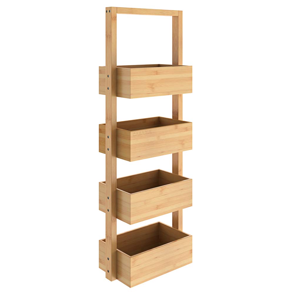 Casaria® Badregal Standregal Bambus 4 Ablagen 88x16x28 cm Holz Küchenregal Korbregal Bad Badezimmer Küche Regal Schmal