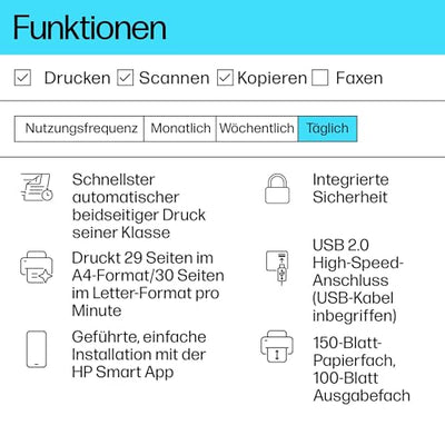 HP LaserJet MFP M234d Multifunktions-Laserdrucker Schwarzweiß, Drucken, Kopieren, Scannen, Automat.beidseitiger Druck, USB, HP Smart App, Intelligente Benutzeroberfläche