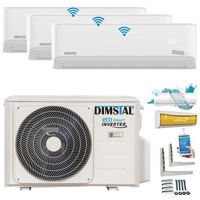 A++/A++/A++ Twin-Rotary Trio Split SelfClean WiFi Golden-Fin 3x 2,6kW MultiSplit Klimaanlage Klimagerät 3 Innengeräte mit Heizung