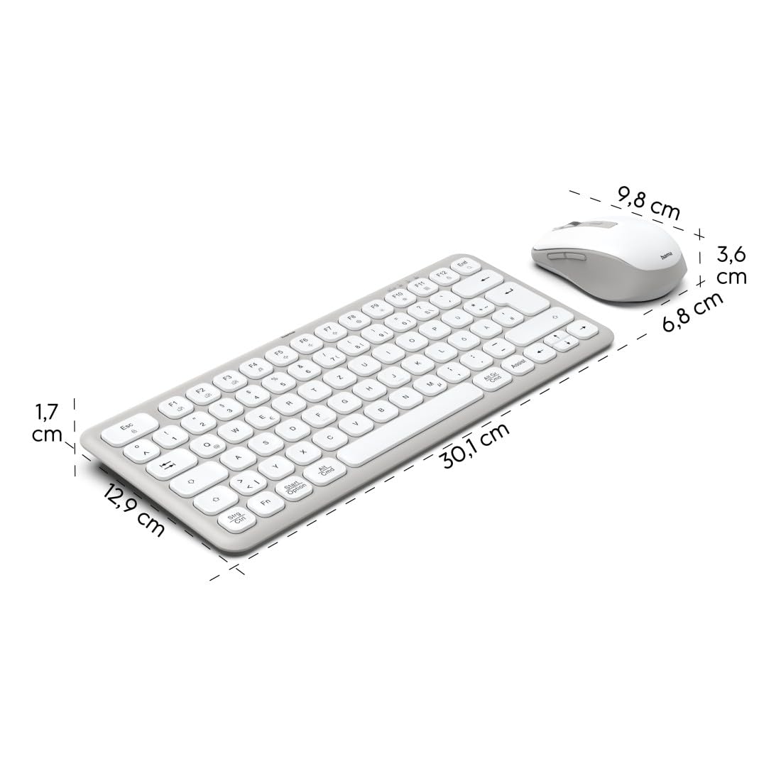 Hama Tastatur Maus Set kabellos (Multi Device Tastatur und Maus mit Bluetooth/Funk für PC, Smartphone, Tablet, klein, mit Batterien, leise Scissortasten, Multimedia Tasten, deutsches QWERTZ-Layout)