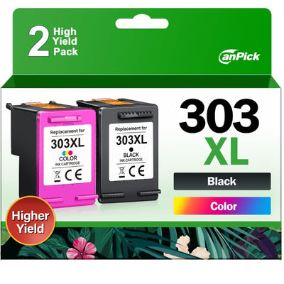 CanPick 303 XL Druckerpatronen Multipack Ersatz für HP 303 Druckerpatronen Schwarz und Farbe für HP 303XL für HP Envy Photo 6230 Patronen 7830 6232 6220 7134 6234 Tango X (Schwarz Farbe 2-Pack)