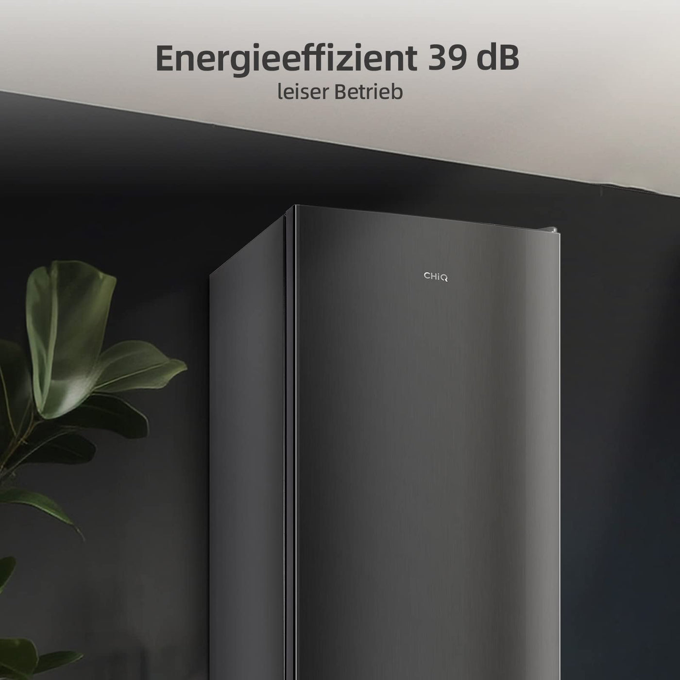 CHIQ CBM159LEBD Freistehender Kühlschrank mit Gefrierfach | Kühl-Gefrierkombination 144 cm Höhe, 47 cm Breit, 157L(109L/48L) | Low Frost | 152 kWh/Jahr | LED Litcht | | Schwarz Inox