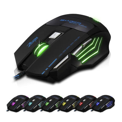 zelotes Gaming Maus,7200DPI PC Gamer Maus,USB LED Maus Verdrahtete,7 Tasten Ergonomische Maus mit Kabel,Computer Maus Mouse für PC, Mac