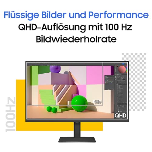 Samsung ViewFinity S60UD Monitor 27 Zoll, QHD/WQHD, 2.560 x 1.440, 100 Hz, HDR10, Eye Saver Mode, USB-C (90 W), Daisy Chain, Integrierter KVM-Switch, LS27D600UAUXEN