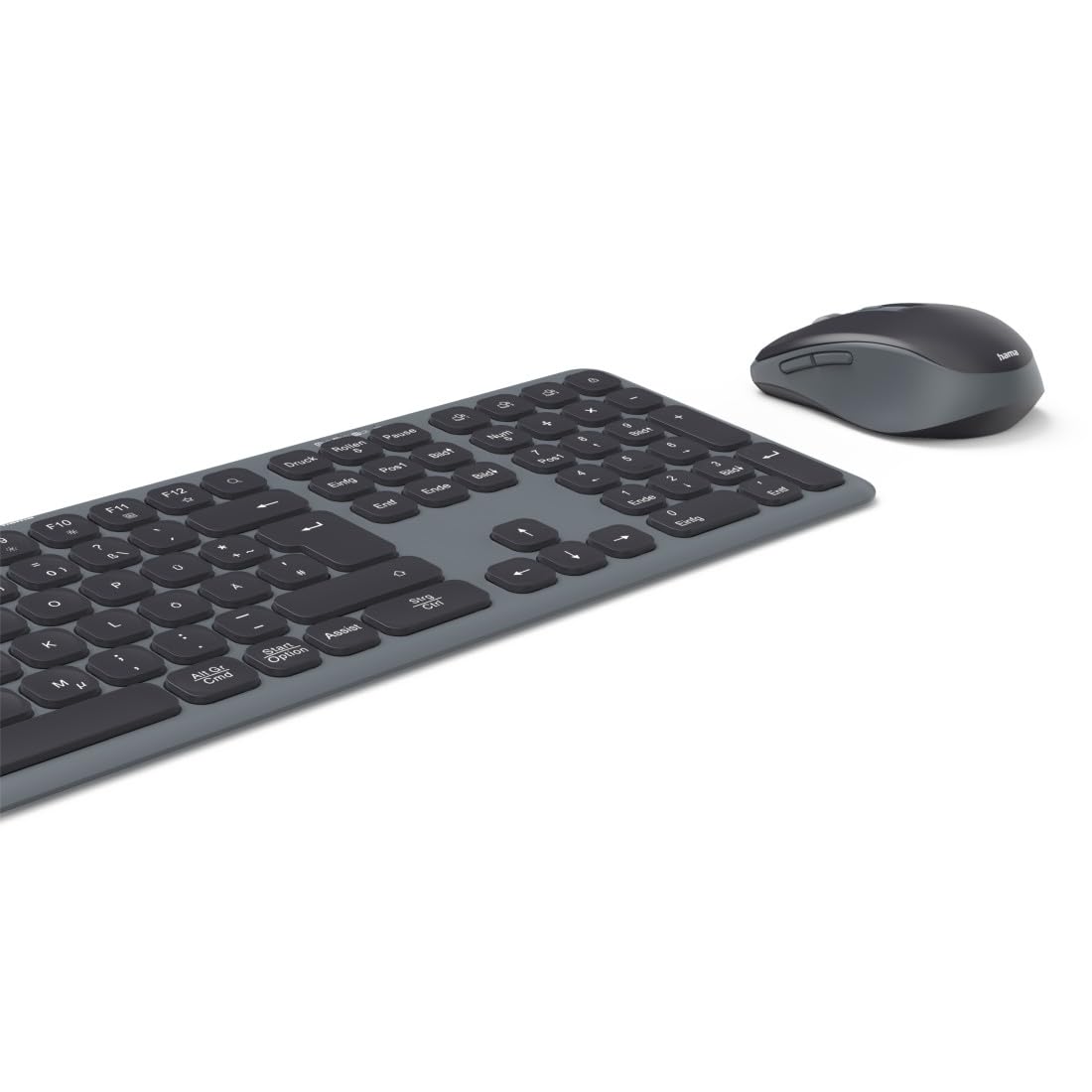 Hama Tastatur-Maus-Set kabellos WKM-550 (Multi-Device 2,4GHz via USB-Empfänger + 2X Bluetooth für PC, Laptop, Tablet, 10 m Reichweite, deutsches QWERTZ-Layout, leise, batteriebetrieben) schwarz