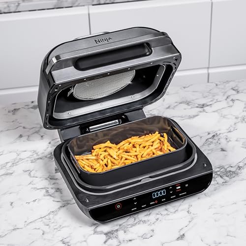 Ninja Foodi MAX Grill & Airfryer, 5,7L Heißluftfritteuse, Air Fryer mit digitalem Temperaturfühler, spülmaschinenfeste Teile, 6-in-1, Grau/Silber AG551EU