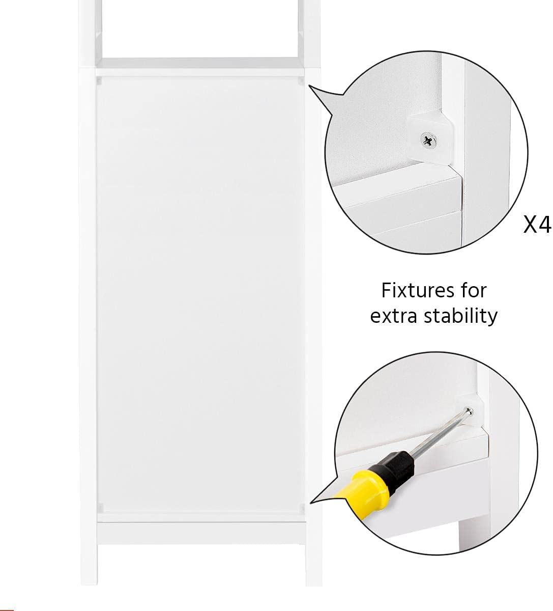 Yaheetech Hochschrank, Badezimmerschrank, Standregal, Badregal, mit 3 offenen Fächern & verstellbarem Einlegeboden, für Badezimmer, Wohnzimmer, Küche, 40 * 32 * 160, Weiß