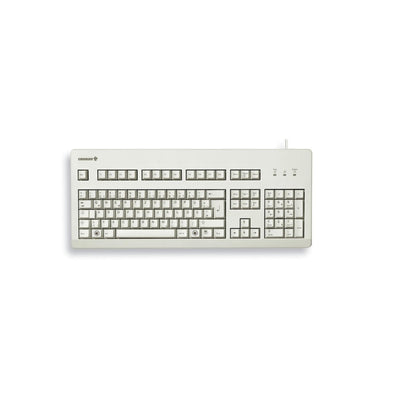 CHERRY G80-3000, Kabelgebundene Mechanische Tastatur, Deutsches Layout (QWERTZ), USB-Anschluss, Robust, Programmierbare Tasten, MX BLUE Switches, Hellgrau