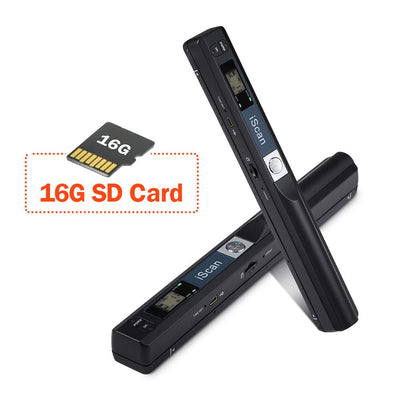 [Scanner portable] Résolution n/b et couleur MUNBYN Scanner de documents/Scanner mobile / 900DPI Scanner portable sans fil A4 avec carte Format JPG et PDF -16G Micro SD- Noir