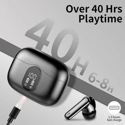 Bluetooth Kopfhörer, Kopfhörer Kabellos Bluetooth 5.3 Sport In Ear Kopfhörer mit 4 Mikrofon, 40 std Spielzeit, LED-Anzeige, ENC Lärmreduzierung, HiFi Stereo Ohrhörer für Arbeit und Studium