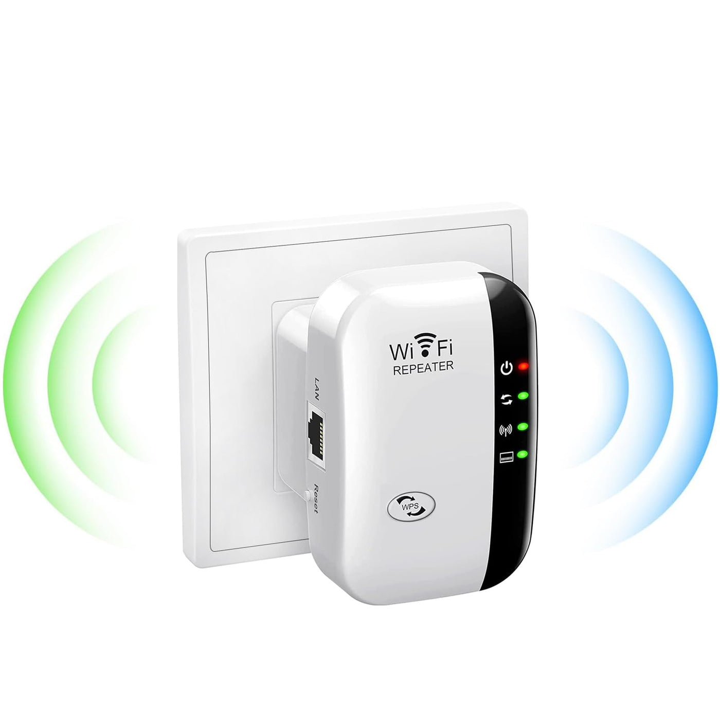 Amplificateur WLAN, répéteur WLAN avec 300 Mbps, répéteur WiFi avec connexion LAN, amplificateur d'extension WiFi 2,4 GHz avec mode routeur/point d'accès, amplificateur Internet jusqu'à 5000 pieds carrés et tous les appareils WLAN