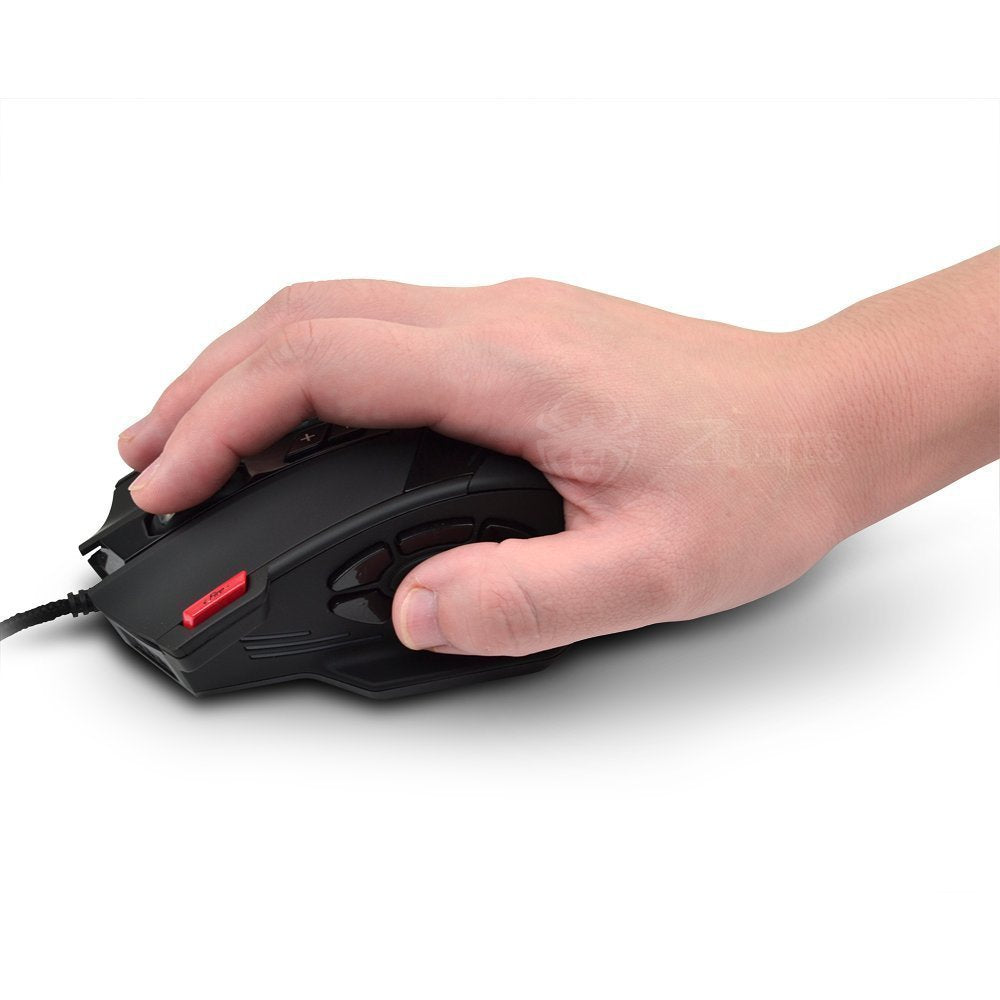 zelotes Gaming Maus,12 programmierbare Tasten RGB Gamer Maus,4000DPI Ergonomische Maus mit Kabel,USB Computer Maus,Gaming Mouse für PC,Mac,Laptop