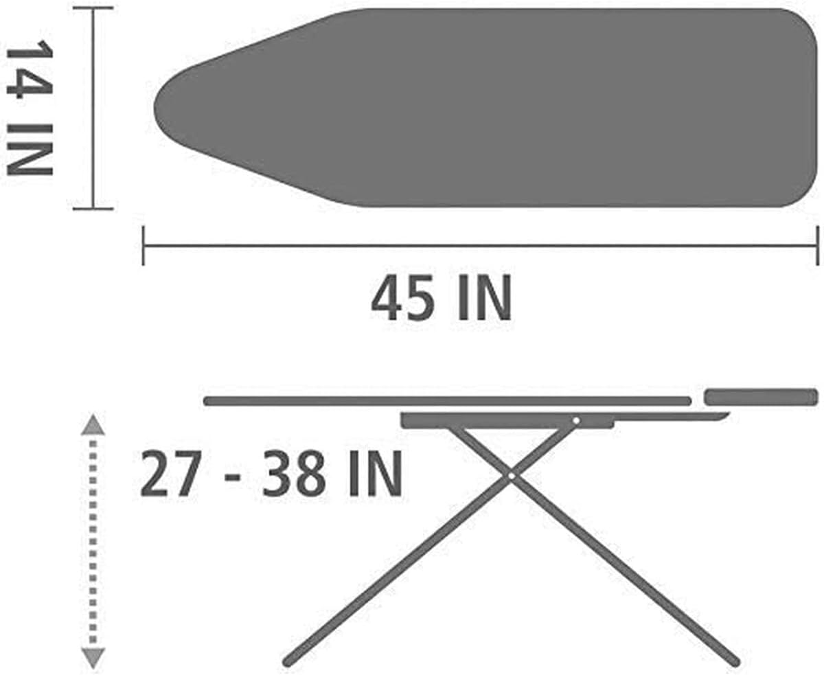 Housse de table à repasser Vileda Express Rapid pour centrale vapeur, surface métallisée et réfléchissante pour un repassage plus rapide, planches à repasser de 30-45 cm x 110-130 cm, couleur gris argenté métallisé