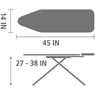 Housse de table à repasser Vileda Express Rapid pour centrale vapeur, surface métallisée et réfléchissante pour un repassage plus rapide, planches à repasser de 30-45 cm x 110-130 cm, couleur gris argenté métallisé