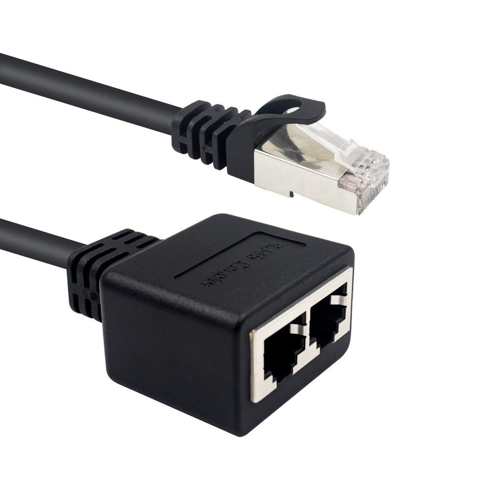 Duttek LAN Splitter, RJ45 LAN verteiler 1 auf 2, 1 männlich zu 2 weiblich Adapter für Ethernet CAT 5/CAT 6 LAN Ethernet Kabel Extender Netzwerk Adapter Stecker (1 Paar)