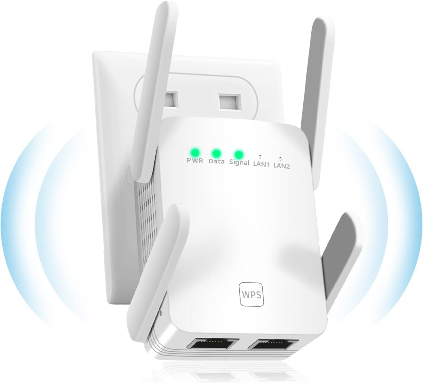 AC1200 WLAN Verstärker, Ultraxtended 1200 Mbit/s WiFi Repeater,2.4Ghz+5G mit LAN anschluss,WPS, Abdeckung bis zu 200 m², Kompatibel mit Alexa, 99% Standard-Routern