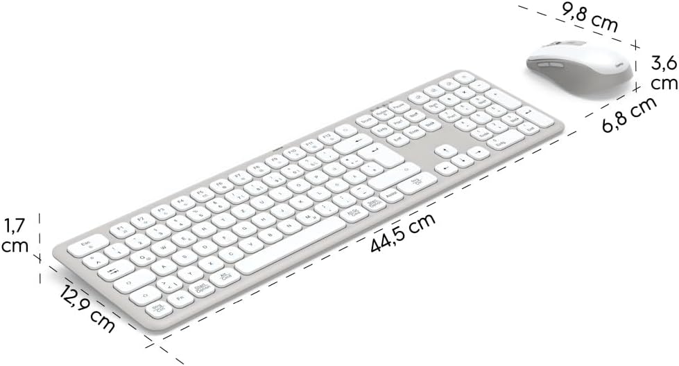 Hama Tastatur-Maus-Set kabellos WKM-550 (Multi-Device 2,4GHz via USB-Empfänger + 2X Bluetooth für PC, Laptop, Tablet, 10 m Reichweite, deutsches QWERTZ-Layout, leise, batteriebetrieben) weiß