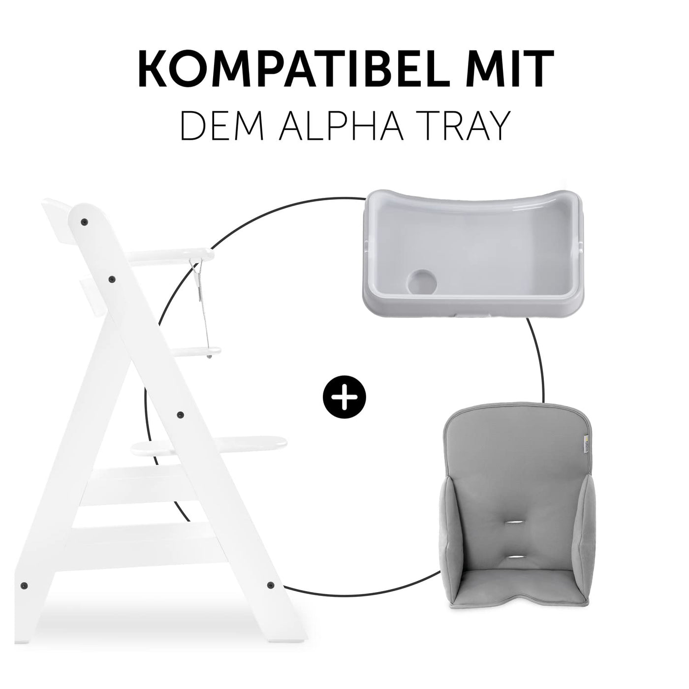 hauck Sitverkleinerer Kissen Alpha Cosy für Alpha+, Beta+ & Arketa Holzhochstuhl, für Babys 6-36 Monate, Hochstuhl Sitzkissen mit hoher Rückenlehne und Stabilisierten Seiten (Stretch Grey)