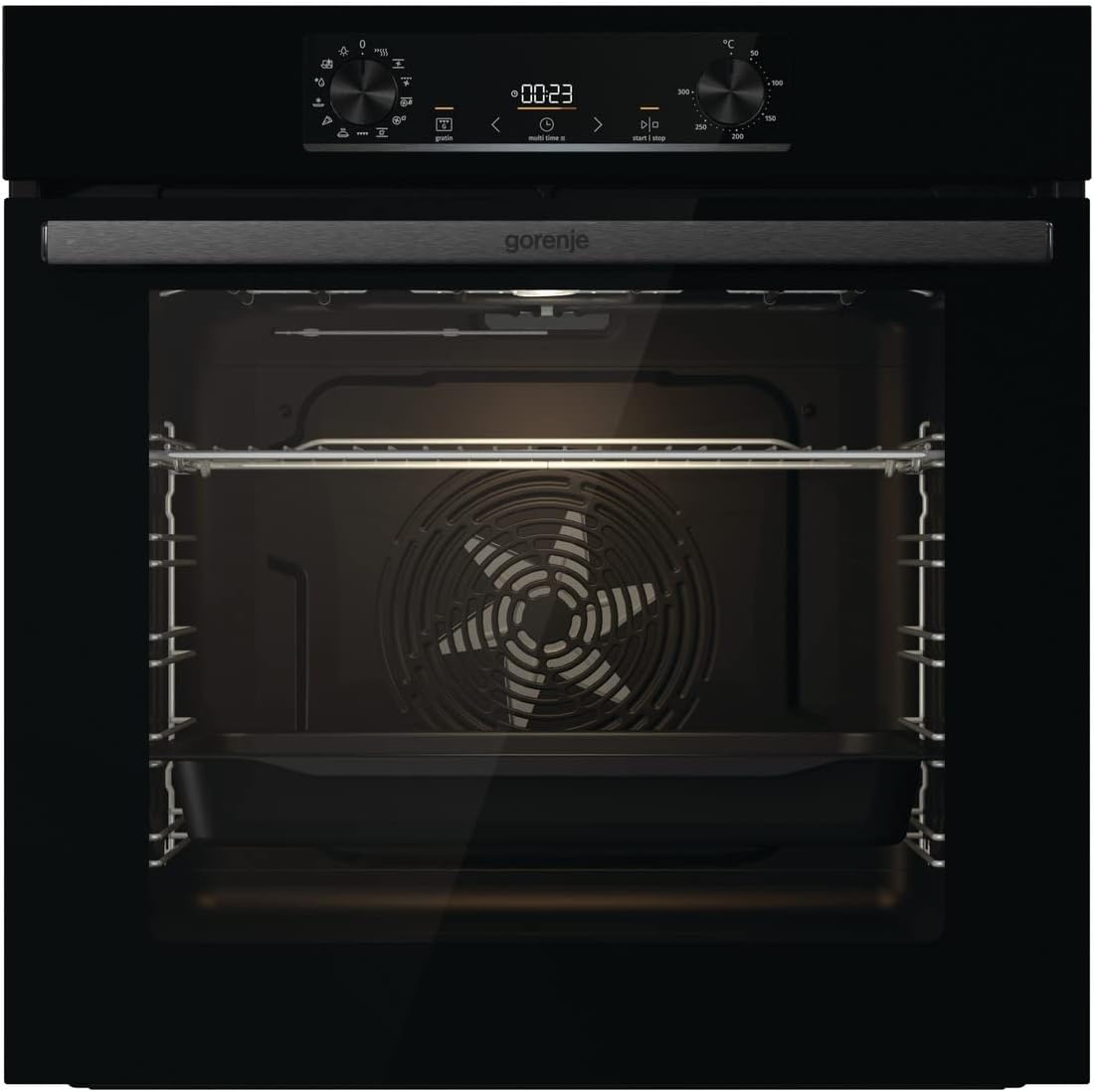 Gorenje OptiBake BOS6737 E02B Einbau-Backofen / 77L / AquaClean/Heißluft/ExtraSteam/AirFry/PerfectGrill/Pizzamode 300°C/Schwarz