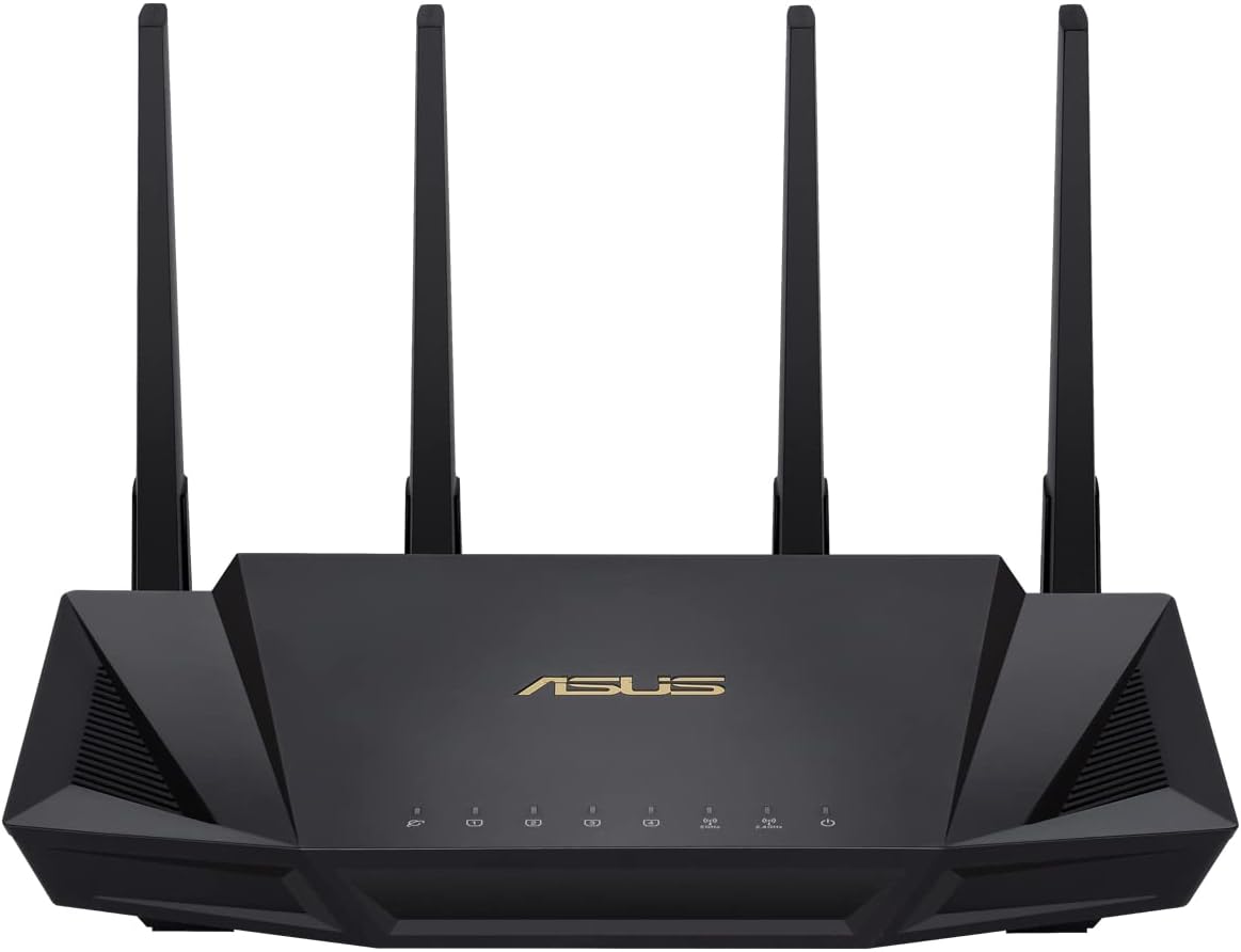 Asus RT-AX58U Router kombinierbarer Router (Tethering als 4G und 5G Router-Ersatz, Ai Mesh WLAN System, WiFi 6 AX3000, Dual-Band, 4x Gigabit LAN, 1.5 GHz TC CPU, AiProtection, USB 3.0, 160 MHz)