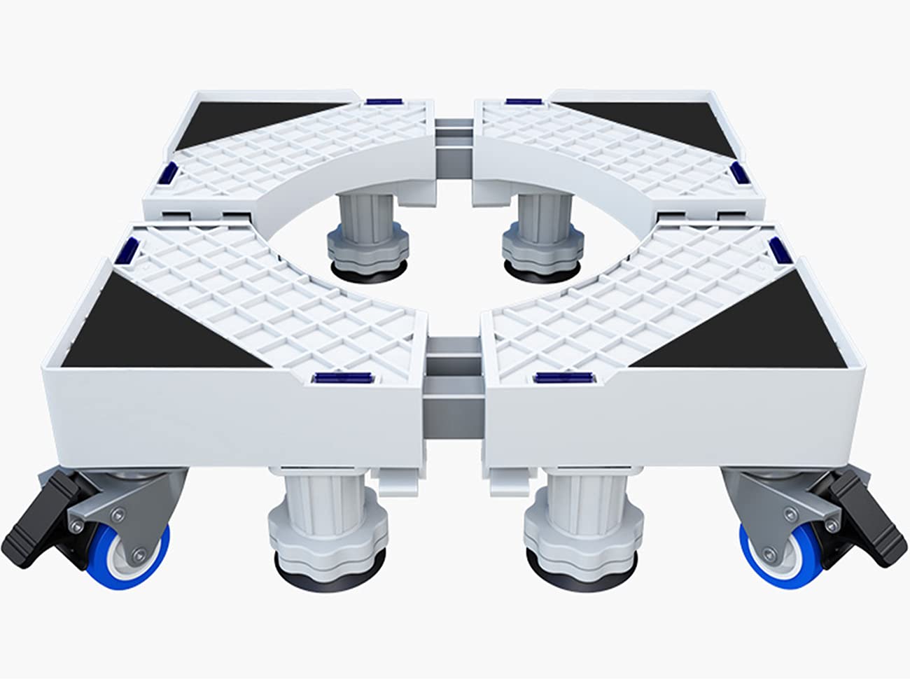 CarolynDesign Waschmaschinenständer, multifunktional, bewegliche, verstellbare Basis mit 4 x 2 feststellbaren Lenkrollen und 8 starken Füßen für Waschtrockner und Kühlschrank (L)